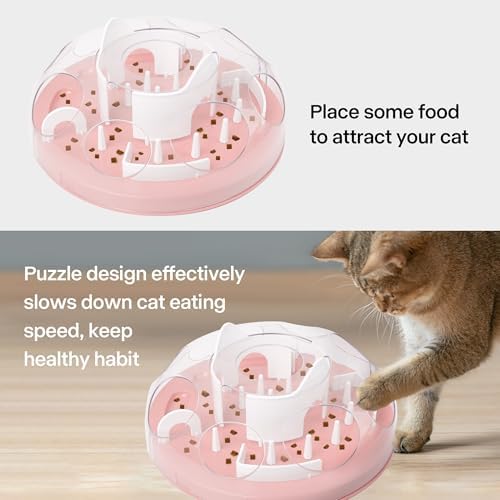 Pet Prime Cat Puzzle Feeder Interactive Enrichment Toys for Indoor Cats Slow Feeder Food Treat Puzzle Cat Stimulation Toys Pink