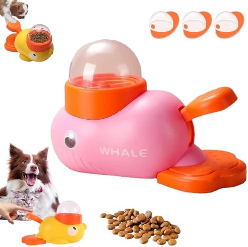 Cat Treat Slot Machine, Duck Cat Treat Dispenser, Pet Dog Slow Puzzle Feeder, for Dogs & Cats, Interactive Slow Feeder Toy (Pink)