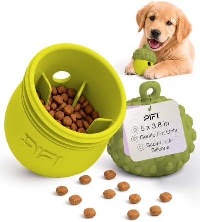 PiFi Silicone Dog Treat Dispenser & Puzzle Feeder for Medium Dogs, 5x3.8 in | Slow Feeder, BPA-Free Silicone for Wet, Dry & Frozen Treats, Twist-Apart Easy Clean
