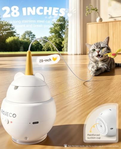 ROJECO Interactive Cat Toys,2 in 1 Automatic Cat Toy with Flying Bird