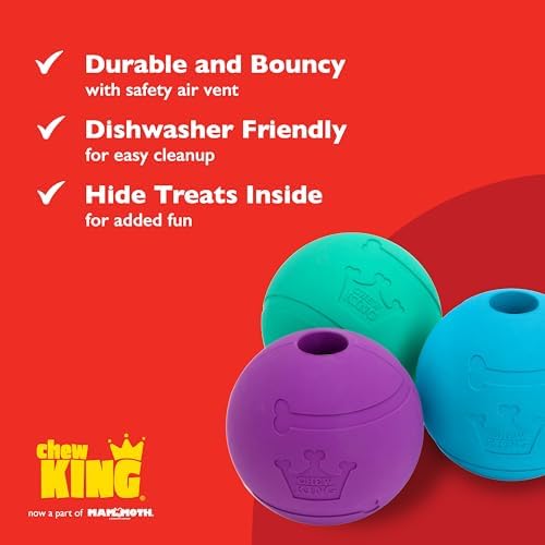 Chew King Fetch Balls Extremely Durable Natural Rubber Toy Pack of 3 - 3 inch Balls (CM-0263-CS01)