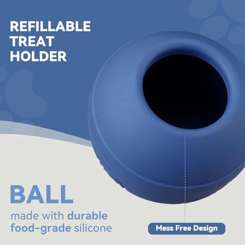 Long-Lasting Interactive Dog Lick Toy, Stuffable Dog Enrichment to Keep Dogs Busy, Wobbly Treat Dispensing Freezable Chew Toys, Food-Grade Safe (Dark Blue,M)