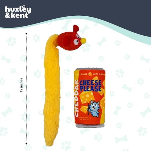 Huxley & Kent Stuffer Plush Cat Toy - Interactive Hide and Play Catnip Toy for Cats & Kittens - Plush with Crinkle & Catnip - Perfect for Engaging & Chasing - Cheddar Cheese Please