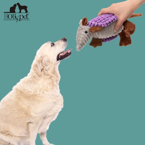 Hollypet Armadillo Squeaky Puppy Dog Toys for Small Medium Dogs, 8"