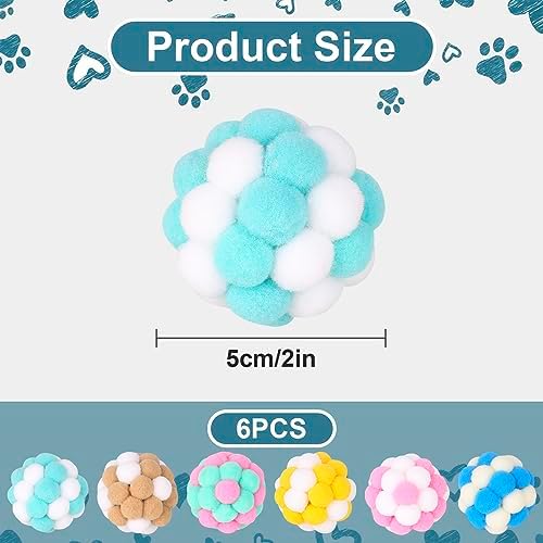 Cat Toys Balls with Bells 5cm Soft Cat Pom Poms Balls Cats 6 PCS