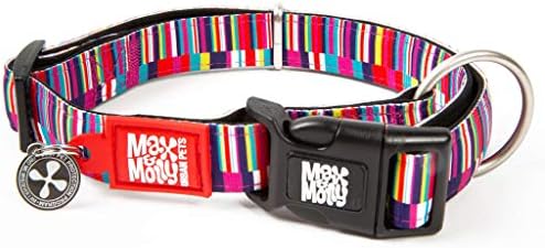 Max & Molly Urban Pets Smart ID Dog Collar - Soft Neoprene, Waterproof, Machine Washable, Power Buckle, Gotcha! QR Tag & Custom App Profile, Shopping Time XS