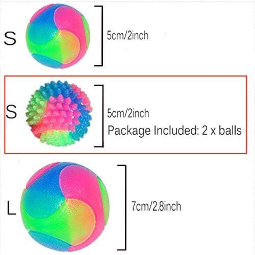 2Pcs Dog Balls,2inch Light Up Dog Balls,Flashing Elastic Ball,Glowing Interactive Led Pet Toys for Puppy Small Medium Dogs Cats
