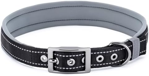Segarty Reflective Dog Collar for Extra Large Dogs, Adjustable Wide Soft Comfortable Breathable Neoprene Padded Nylon Collar with Heavy Duty Metal Buckle for Extra Large Breeds (XL, Black)