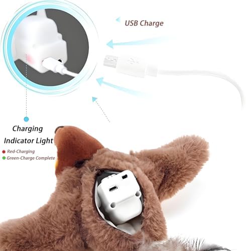 Flying Bird Shape Cat Toy for Indoor Cats - Automatic Interactive Cat Toy with Flapping Wings & Chirping Sounds, Electric Simulation Sparrow, Realistic Hunting Toy for Bored Cats (Brown)