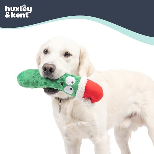Huxley & Kent Funny Dog Toy w/Squeaker – Holiday Power Plush Squeaky Dog Toys for Small, Medium & Large Dogs – Soft Stuffed Animal for Indoor Play & Fetch - Fetchies® Dilly Claus, Large
