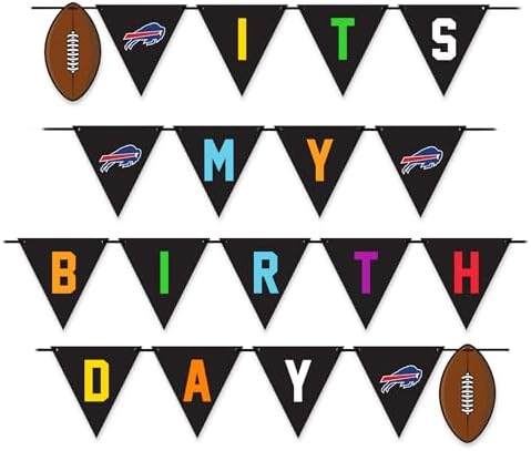 NFL Buffalo Bills Pet Birthday Party Banner Licensed Football Team Dog & Cat Birthday Decoration, NFL Dog Birthday Party Set and Costume, Football Fan Pet Party Supplies, Team-Themed Celebration Backdrop for Birthday Photos