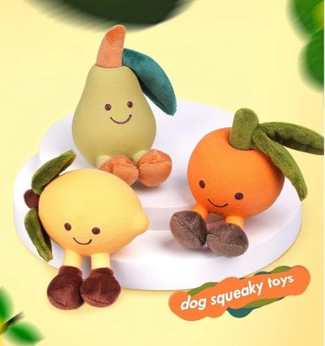 Dog Squeaky Toys Safe Latex Rubber Dog Chew Molar Toy Interactive Toy for Puppy Small Medium Dogs (Citrus)