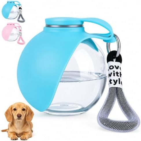 2 in 1 Portable Dog Water Bottle Tumbler, 10oz Stainless Steel (Blue)