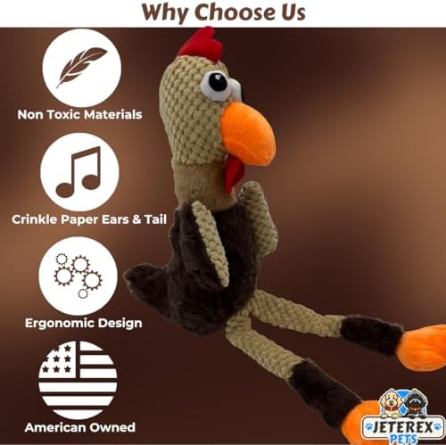 Large Dog Toy - Chicken Squeaky Dog Toys for Large Dogs, Medium and Small Dogs. Durable with Pineapple Plush Fabric, Long Legs, Hidden Seams, Reinforced Stress Points, Googly Eyes