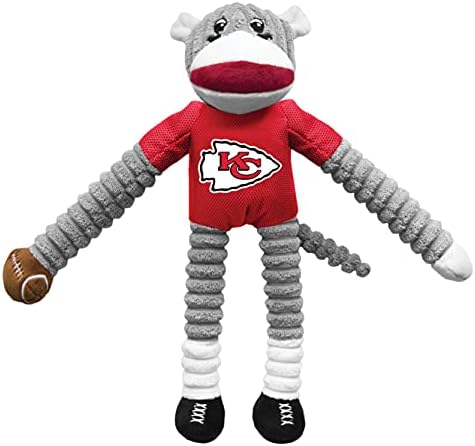 Littlearth NFL Kansas City Chiefs Sock Monkey Pet Toy, Team Color, One Size