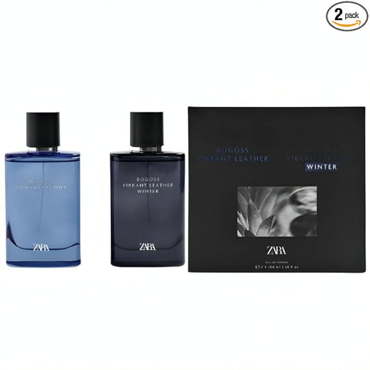Zara Bogoss Vibrant Leather & Winter Perfume for Men Fresh Pineapple & Cedar Notes Warm Bergamot Leather Bamboo Fragrance Gift Set by Jérôme Epinette Eau de Parfum EDP 2 x 100ml (3.38 fl. oz)