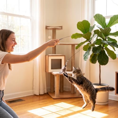 PAGOW 2pcs Replacement Strings for Cat Wand Toy, Chew-Proof Cat Toy Wire