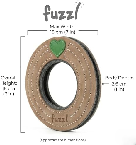 Fuzzl Eco Leather Ring Dog Toy 7" | Natural & Tough Chew Toy for Moderate Chewers | 100% Genuine Leather & Double Stitched | Eco-Friendly & Long Lasting for Dogs & Puppies | Non-Toxic & Squeaker-Free