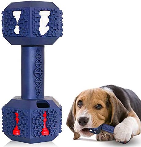 Dog Chew Toys for Aggressive Chewers Indestructible Dog Toys Tough Natural Rubber Dumbbell Toy for Small Medium Large Dogs XLarge Blue
