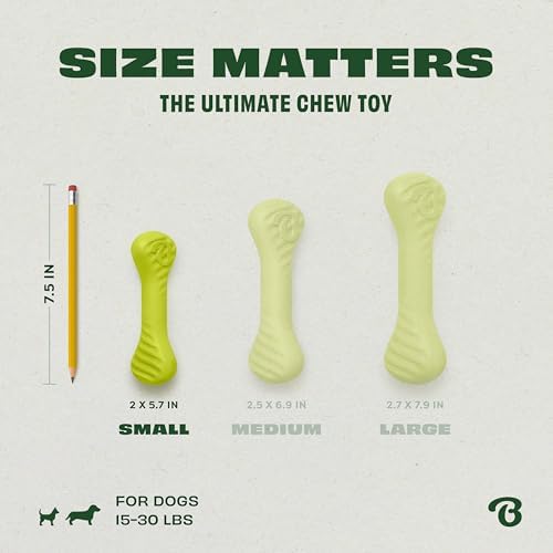 Benebone Natural Rubber Dog Bone Chew Toy, Small | Natural Rubber, Tough But Gentle, Easy-Grip Design, Great for Fetch, Dishwasher Safe, Dog Bones, Long-Lasting
