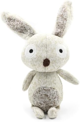 Knit Plush Dog Toys for Small & Medium Dogs – Squeaky Cuddle & Play Bunny Toy | Soft Stuffed Rabbit Animal Dog Toy for Gentle Play, Anxiety Relief & Snuggle (Long-Eared Rabbit Bunny)