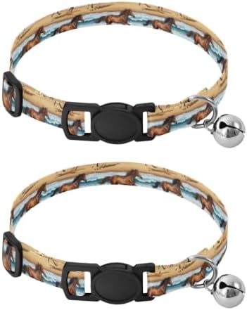 Brown Horses Running Kitten Collar 2 Pack for Kitten Adjustable 10.6 to 17.1 Inches