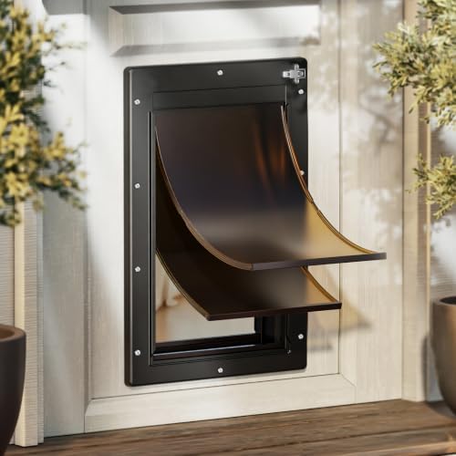 Plastic Dog Door, Medium Doggy Door for Door | Pets Up to 45 LB, Eco-Friendly, Durable Plastic Frame, Never Rust, Double Magnetic Flaps, Easy Installation, Closing Panel