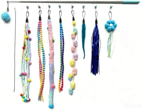 Cat Teaser Wand Toy Set 11PCS for Indoor Kitten Play & Exercise