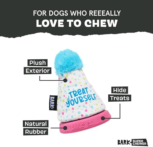 BarkBox Treat Yourself Party Hat Dog Toy - Toy for Small to Medium Dogs