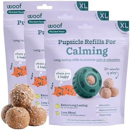 WOOF Pupsicle Refill Pops for Calming - Long-Lasting Refills for The Pupsicle Toy to Promote Calm - Calming Dog Treats - Magnesium for Dogs- XL Pops - 5 Count - 3 Pack