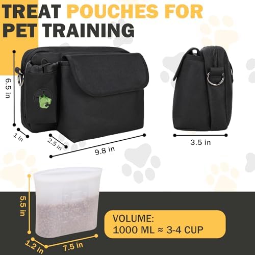 Dog Treat Pouch with 4-Cup Silicone Liner Pet Training Fanny Pack