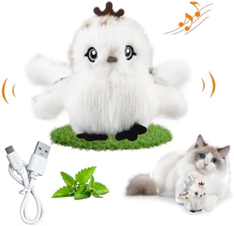 Gigwi Flapping Bird Cat Toys Lifelike Sandpiper Chirp Tweet Interactive Cat Toy, Rechargeable Motion Activated Cat Toys For Bored Indoor Adult Cats, Electronic Automatic Cat Toy With Catnip (prince)