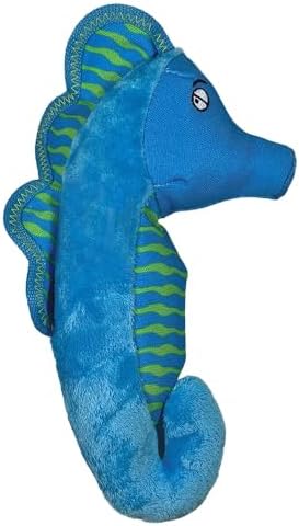 Spunky Pup Clean Earth Recycled Seahorse Dog Toy | Made from 100% Recycled Water Bottles | Eco-Friendly | Squeaker | Plush Toy for Small to Medium Dogs | Made in The USA