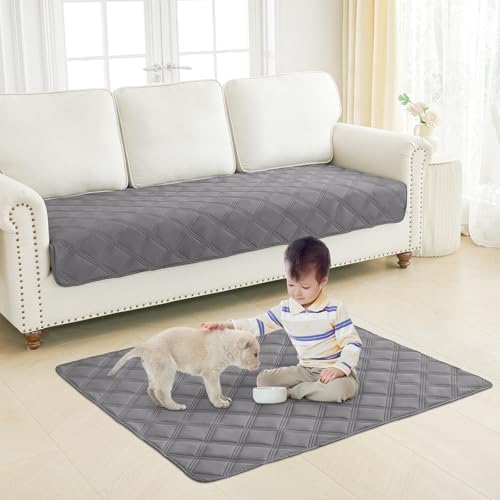 Smiry Waterproof Dog Bed Cover, Reversible Pet Blanket for Sofa Couch | Soft Washable Dog Blanket, Leakproof Couch Cover for Dogs Cats & Furniture Protection, 30x95, Grey/Light Grey