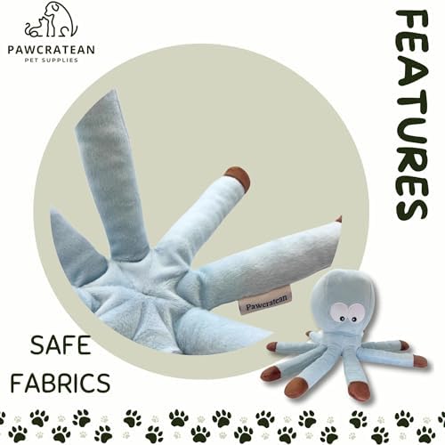 7" Squeaky Plush Toy for Puppies Small Dogs Self Etertainment Washable Soft Made [PET ONLY] (Grey Optopus)