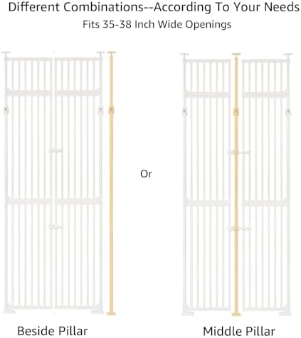 unipaws 86" High Extra Tall Cat Safety Gate, Auto Closing and No Drilling | Fit for 35"-38" Wide and 86"-98" Height Opening, Suitable for Doorway Hallway Stairs, Cat Dog Proof, Indoor Use, White