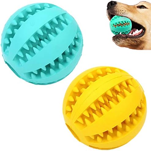 Sunglow 2 Pack Dog Toy Ball - Nontoxic Bite Resistant Teething Toys for Small/Medium/Large Dog and Puppy Cat, Dog Pet Food Treat Feeder Chew Tooth Cleaning Exercise Game IQ Training