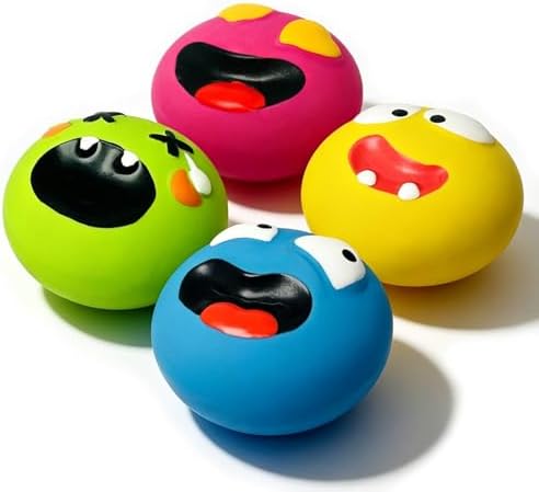 HOLYSTEED Latex Squeaky Dog Toys for Small Dogs, Mini Breed, 2.2" Flat Ball
