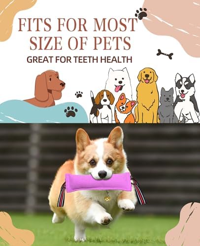 Clysoru Tug Toy for Dogs Tug of War Dog Toy with 2 Strong Red Band Handles Lasting Training Equipment Puppy to Large Dogs Interactive Toy Best for Tug of War Pull Indestructible Rope Toys (Pink)