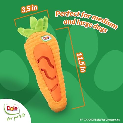 Dog Puzzle Toy with Squeaker, Carrot Snuffle Dog Treat Toy for Small and Medium Dogs, Dog Enrichment Toys