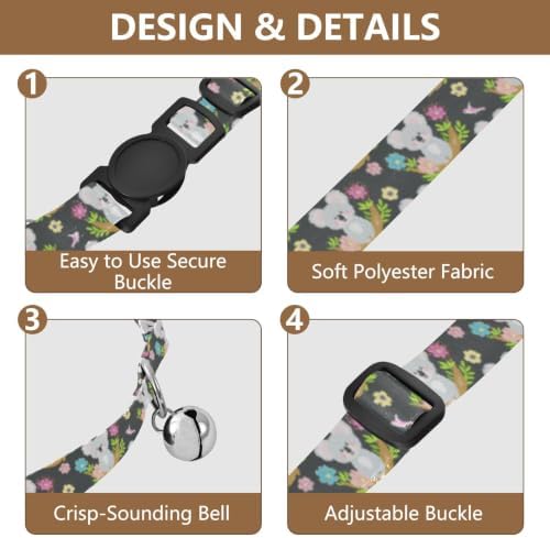 Cute Cartoon Koalas Pet Collar 2 Pack Cat Neck Collar Adjustable Length 10.6" to 17.1"