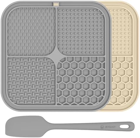 ChefAide 2 Pack Lick Mat for Dogs,Cats,Upgraded 8.5×8.5 inches Licking Mats with Suction Cups,Slow Feeder Licking Pad for Anxiety Relief and Boredom Reducer,Suitable for Dog Training Set 2