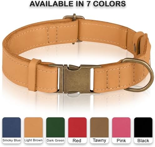 AirTag Dog Collar - Genuine Leather Dog Collar with Apple AirTag Holder and Metal Buckle - Smart GPS Tracking Pet Collars (Light Brown, XL, 20"-25" Neck Fit)