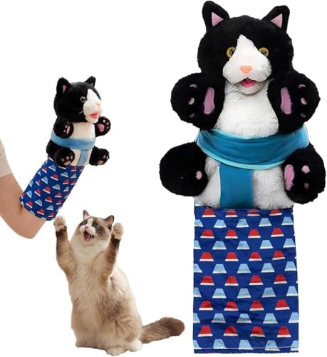 Interactive Cat Toys Cute Play Set with Wrestling Glove, Karate Kitty, Catsumo, Wrestling Puppet, Fun Interactive Toy for Indoor Cats & Kittens (cat02)