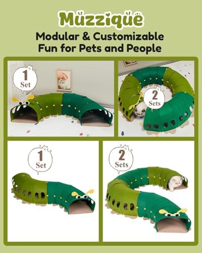 Felt Cat Tunnel, Connectable Large Cute Rabbit Tunnel Bed, with Hair Brush