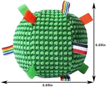Dog Balls Toys, Interactive Dog Toys Dog Balls with Built-in Bell, Premium Soft Pet Toys Puppy Ball for Small Medium Dogs Indoor Outdoor Play, Dog Gift Toys, Green (6.7 Inch)