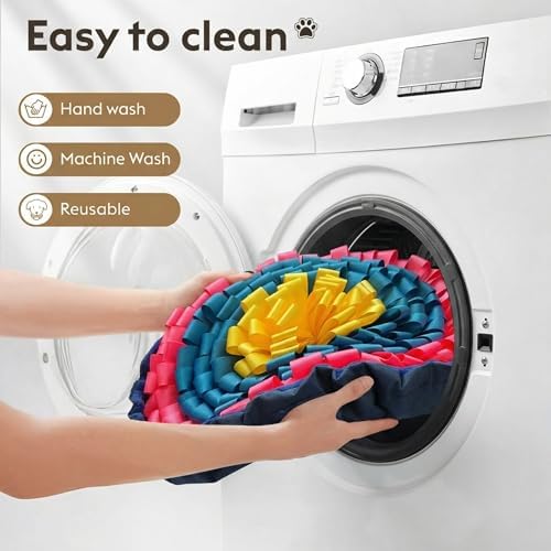FunFurry Snuffle Mat for Dogs, Dog Puzzle Mat, Interactive Dog Toys for Enrichment,Sniff Mats with Non-Slip Backing,Suitable for Breeds and Sizes of Dogs (Floral, 17" Bowl)