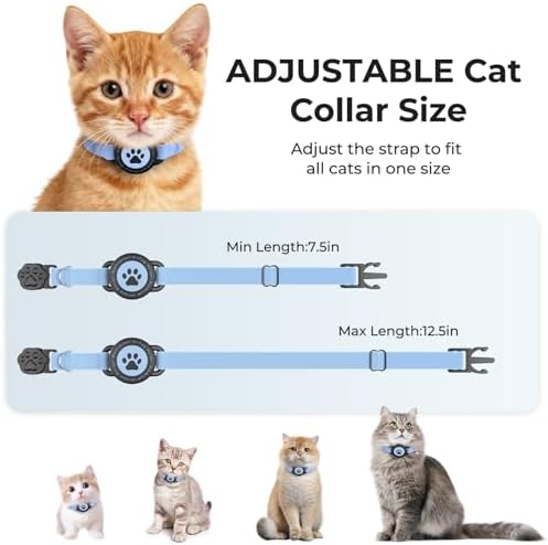 Cat GPS Tracking Collar (iOS & Android), Mini Bluetooth GPS Dog Tracker 1P | Pet Activity Monitor No Monthly Fee, Adjustable‑Lightweight Design, Works with Apple Find My and Google Find Hub, Blue