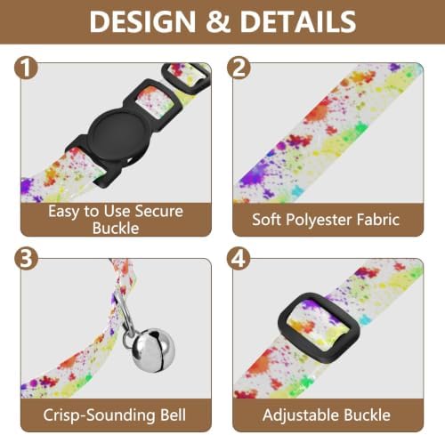 Splash Pop Rainbow Easy to Clean Kitten Collar 2 Pack Collars for Cats