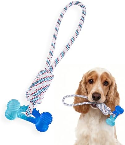 Dog Chew Toys for Aggressive Chewers, Multiple Textures & Rope, ndestructible Tough Durable Interactive Dog Toys, Puppy Chew Toys for Teething， Blue Bone